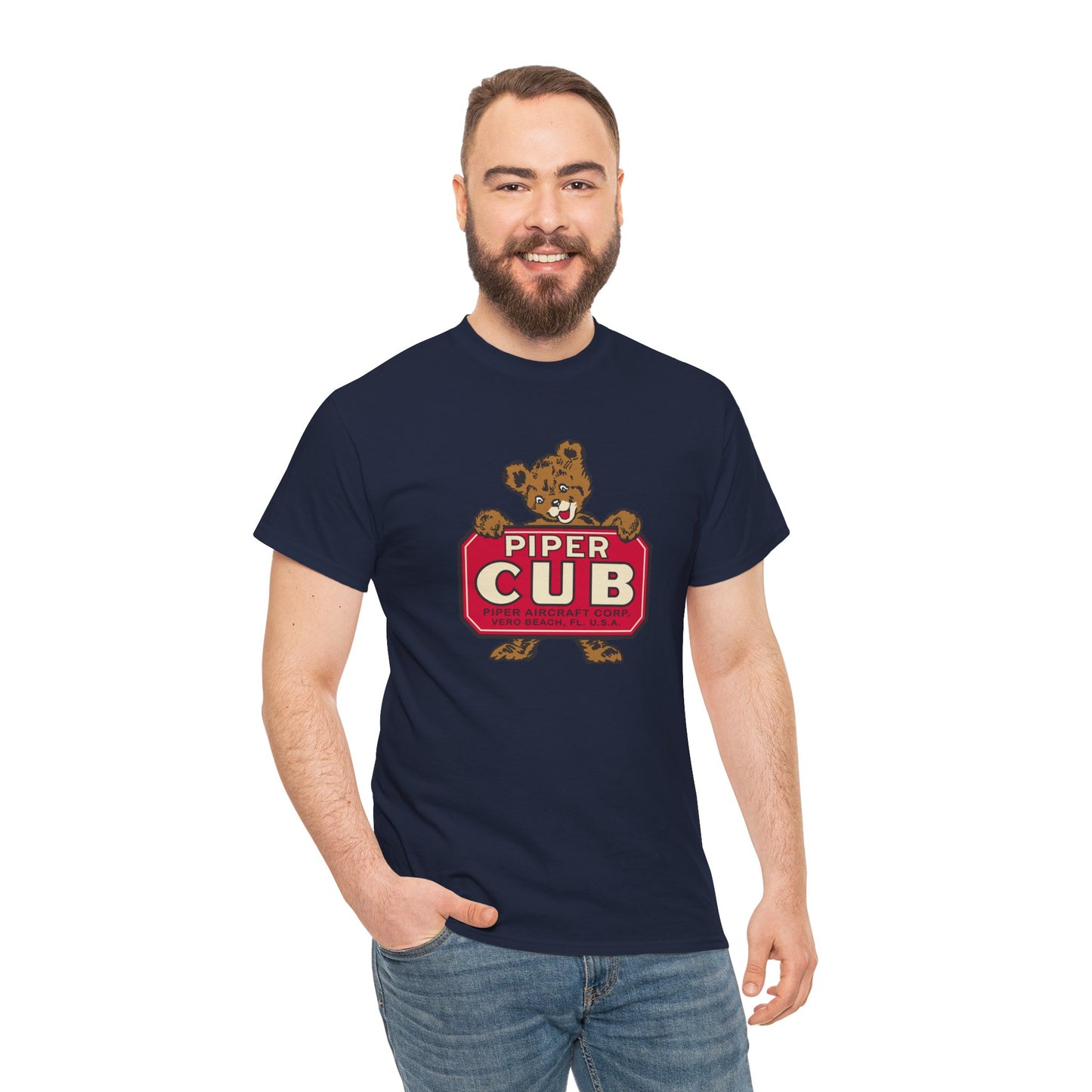 Piper Cub Bear Vintage Heavy Cotton Tee