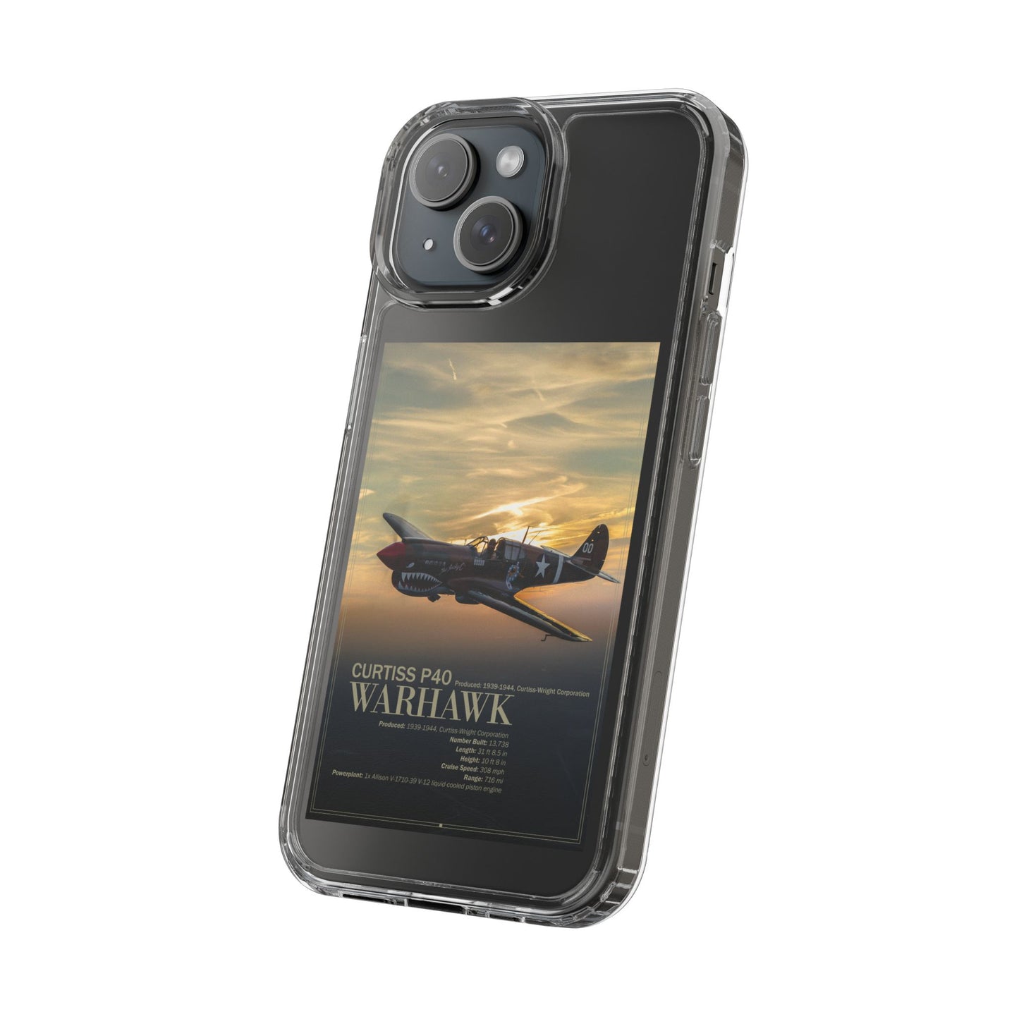 Vintage Warhawk Phone Case, Clear Cases, Military Aviation, Gifts for Him, Unique Phone Accessories