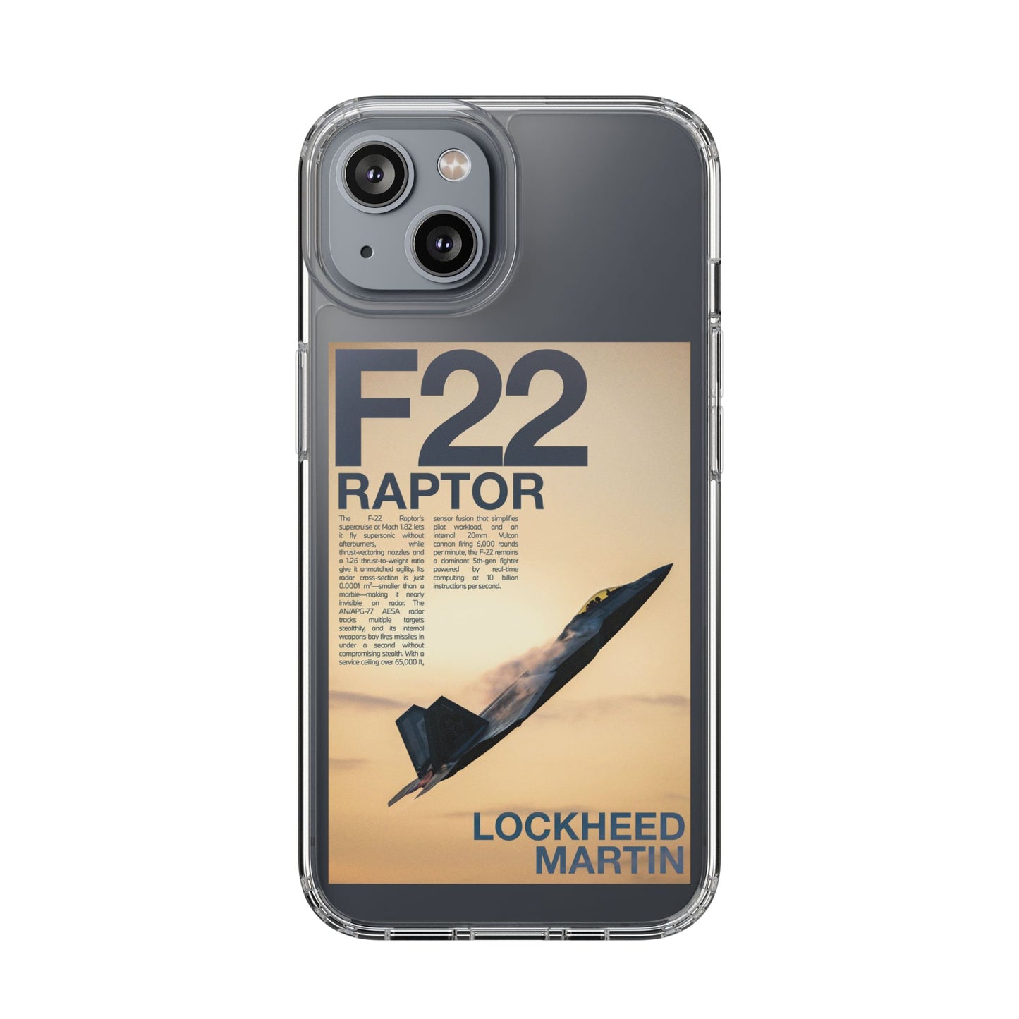 F22 Raptor Clear Phone Case, Military Aviation Accessory, Unique Gift for Airplane Enthusiasts, Customizable iPhone Cover, Durable [...]