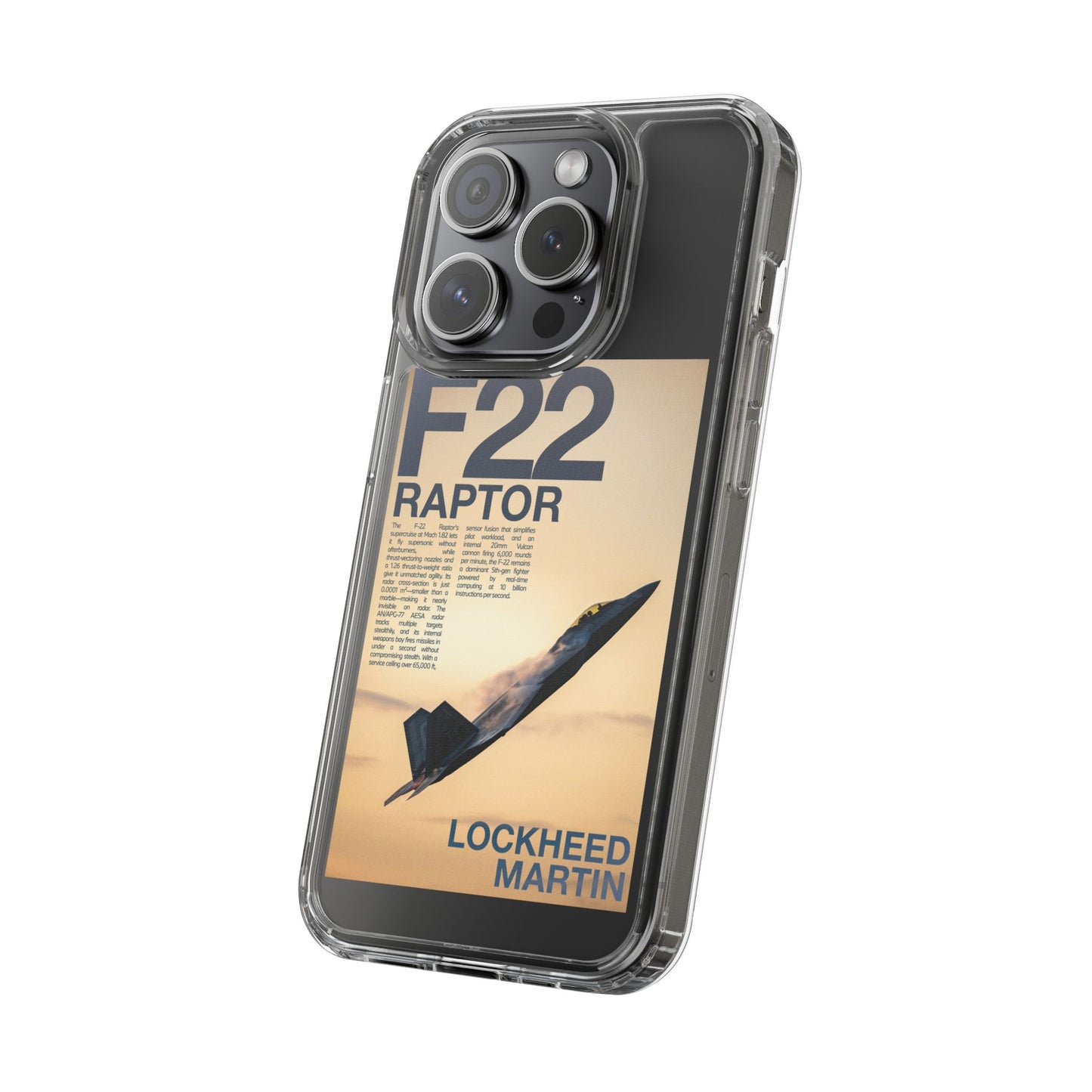 F22 Raptor Clear Phone Case, Military Aviation Accessory, Unique Gift for Airplane Enthusiasts, Customizable iPhone Cover, Durable [...]