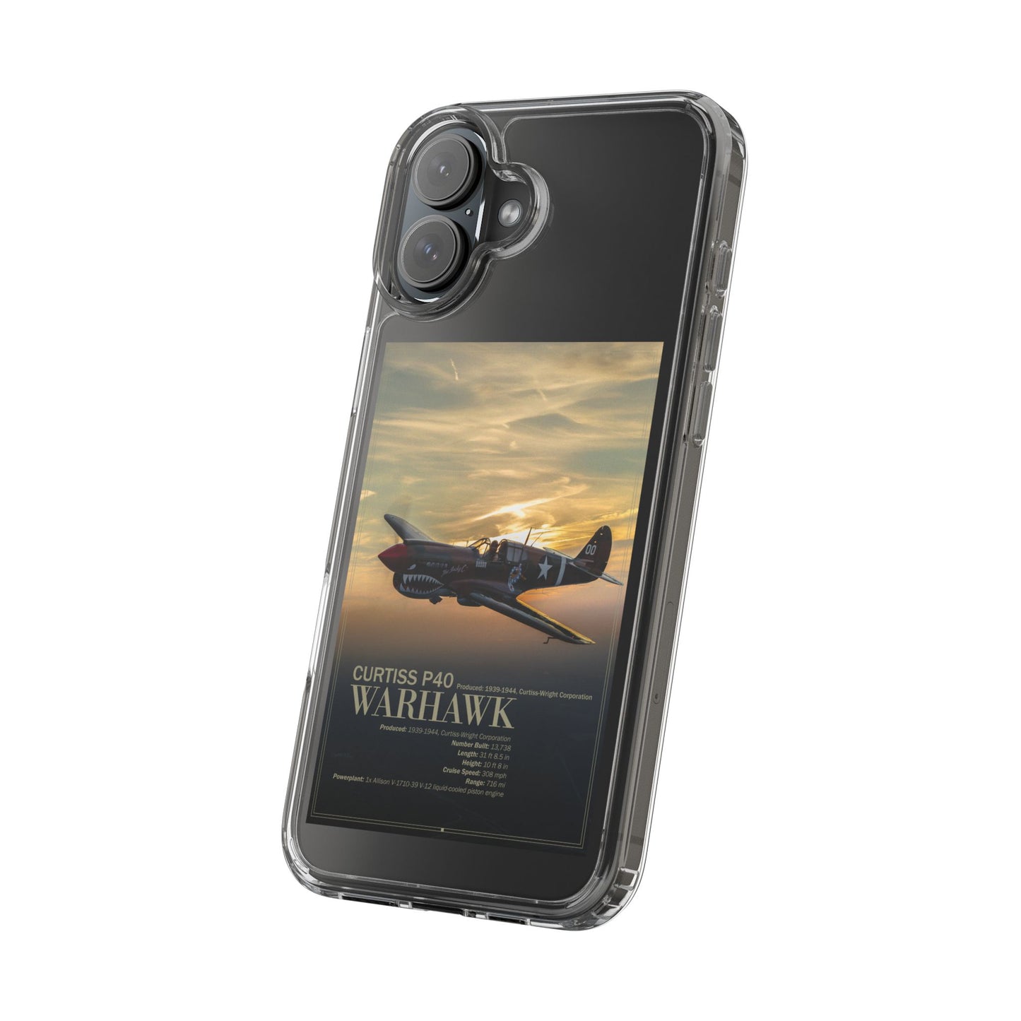 Vintage Warhawk Phone Case, Clear Cases, Military Aviation, Gifts for Him, Unique Phone Accessories