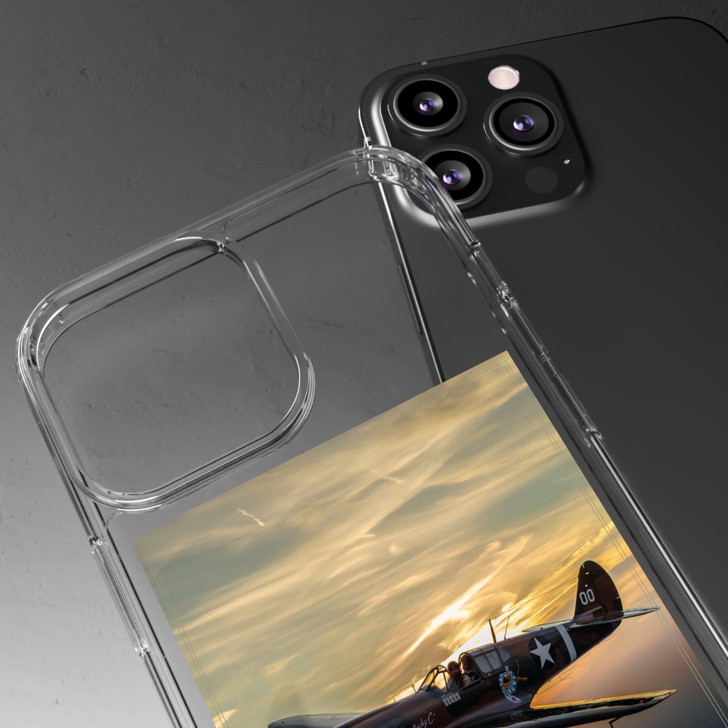 Vintage Warhawk Phone Case, Clear Cases, Military Aviation, Gifts for Him, Unique Phone Accessories