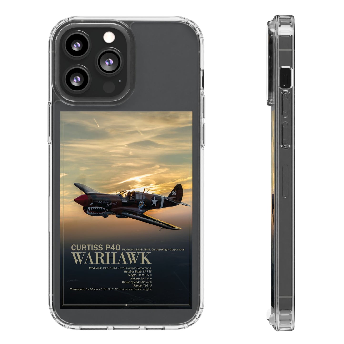 Vintage Warhawk Phone Case, Clear Cases, Military Aviation, Gifts for Him, Unique Phone Accessories