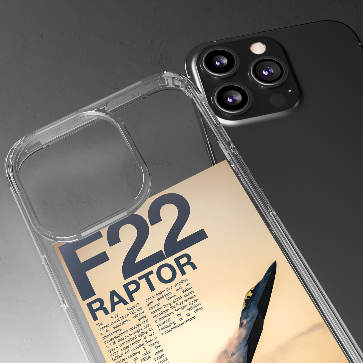 F22 Raptor Clear Phone Case, Military Aviation Accessory, Unique Gift for Airplane Enthusiasts, Customizable iPhone Cover, Durable [...]