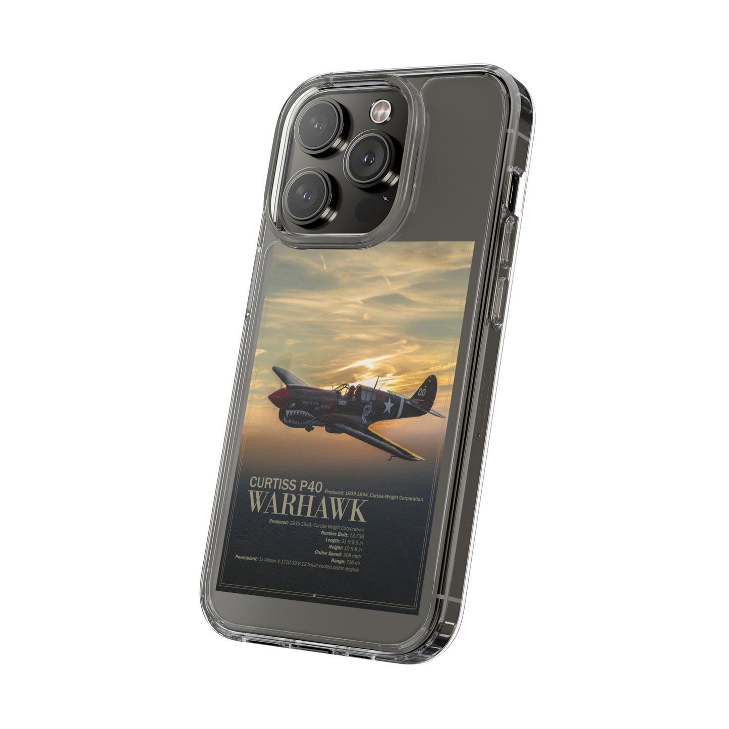 Vintage Warhawk Phone Case, Clear Cases, Military Aviation, Gifts for Him, Unique Phone Accessories
