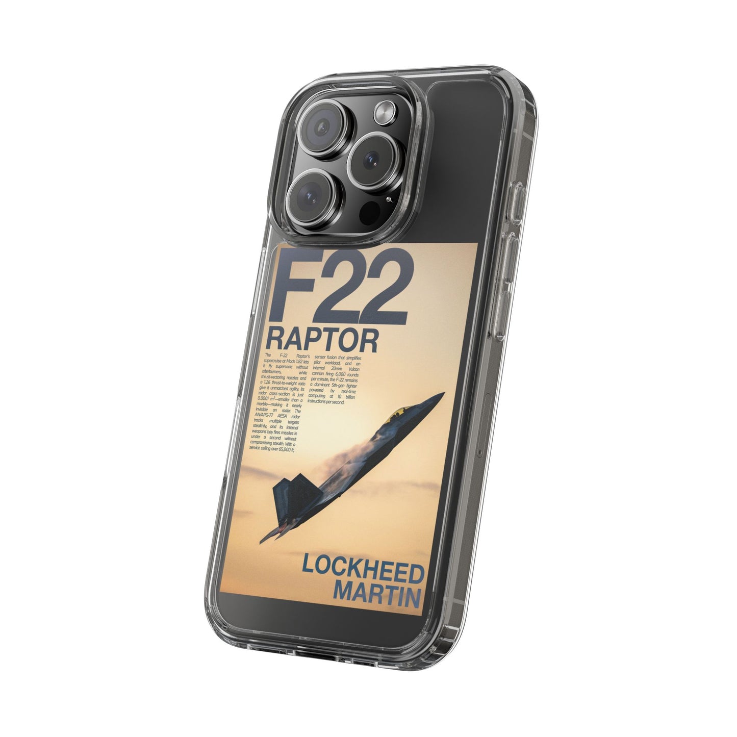 F22 Raptor Clear Phone Case, Military Aviation Accessory, Unique Gift for Airplane Enthusiasts, Customizable iPhone Cover, Durable [...]