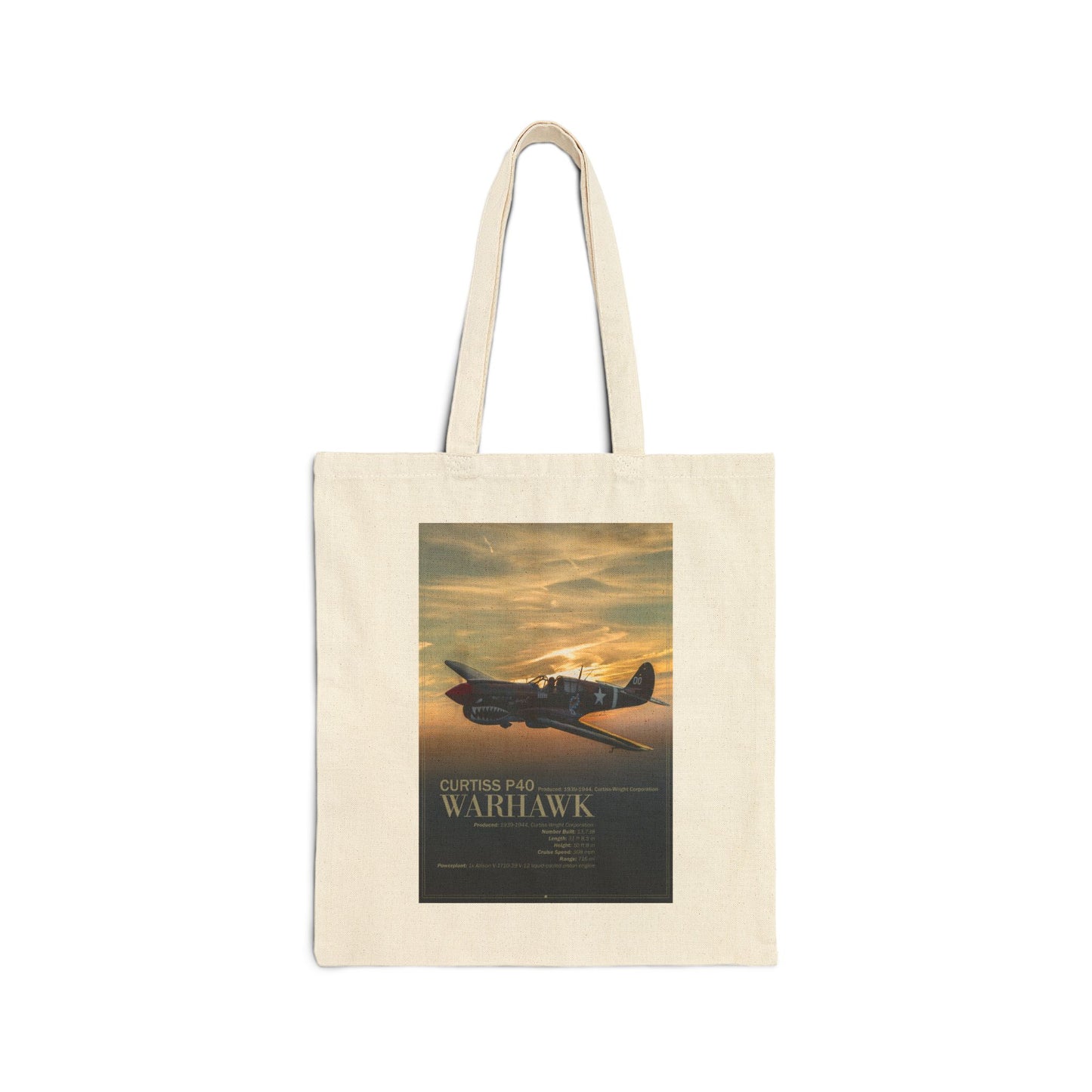 P-40 Warhawk Vintage Plane Cotton Canvas Tote Bag