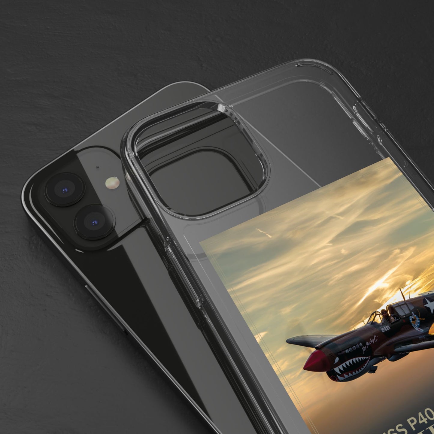 Vintage Warhawk Phone Case, Clear Cases, Military Aviation, Gifts for Him, Unique Phone Accessories