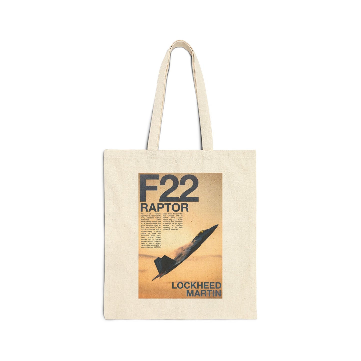 F22 Raptor Cotton Canvas Tote Bag