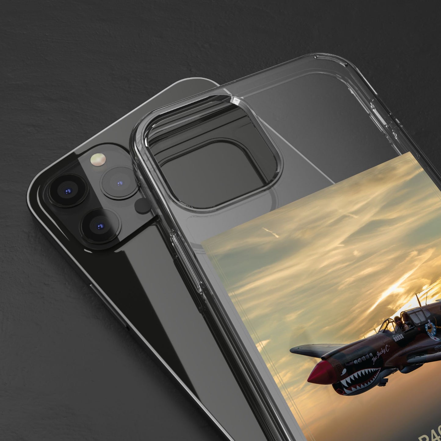 Vintage Warhawk Phone Case, Clear Cases, Military Aviation, Gifts for Him, Unique Phone Accessories