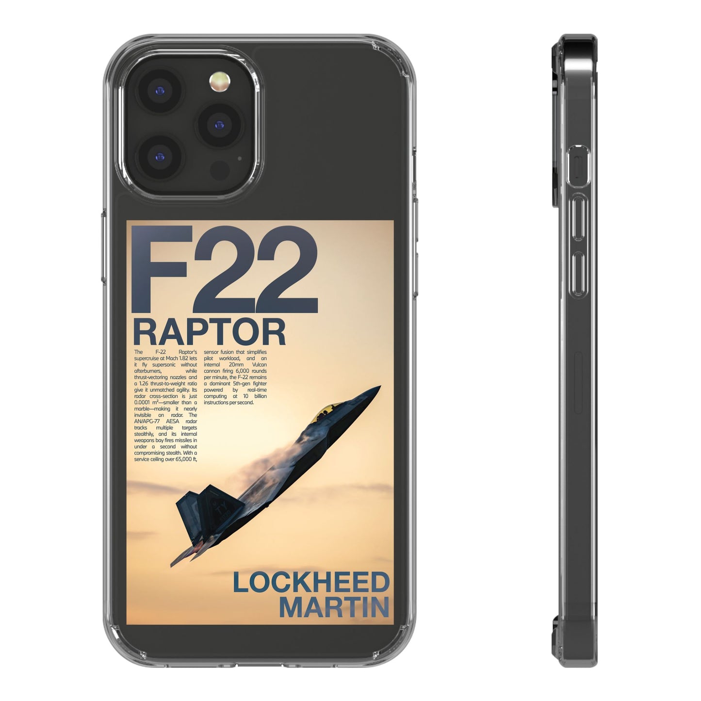 F22 Raptor Clear Phone Case, Military Aviation Accessory, Unique Gift for Airplane Enthusiasts, Customizable iPhone Cover, Durable [...]