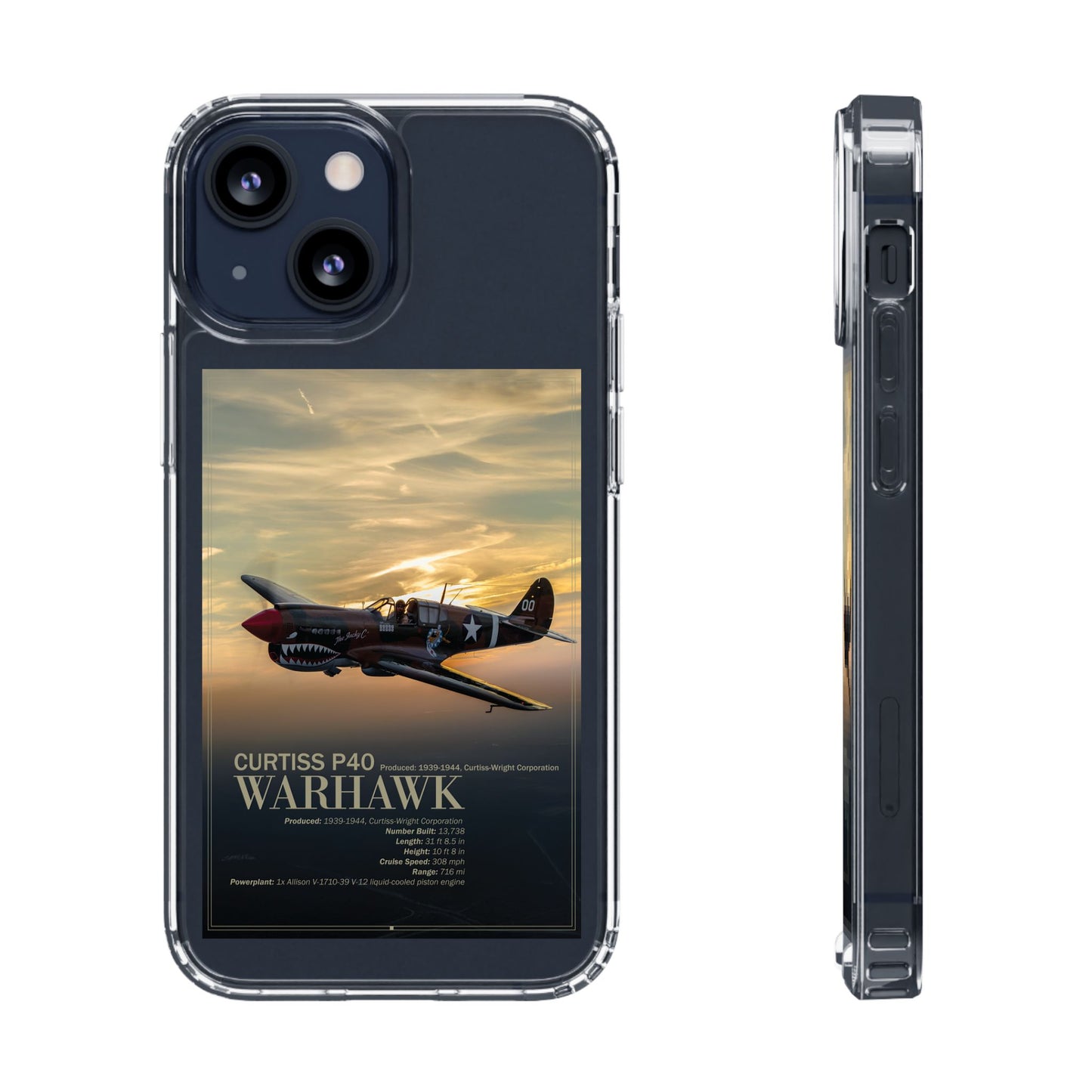 Vintage Warhawk Phone Case, Clear Cases, Military Aviation, Gifts for Him, Unique Phone Accessories