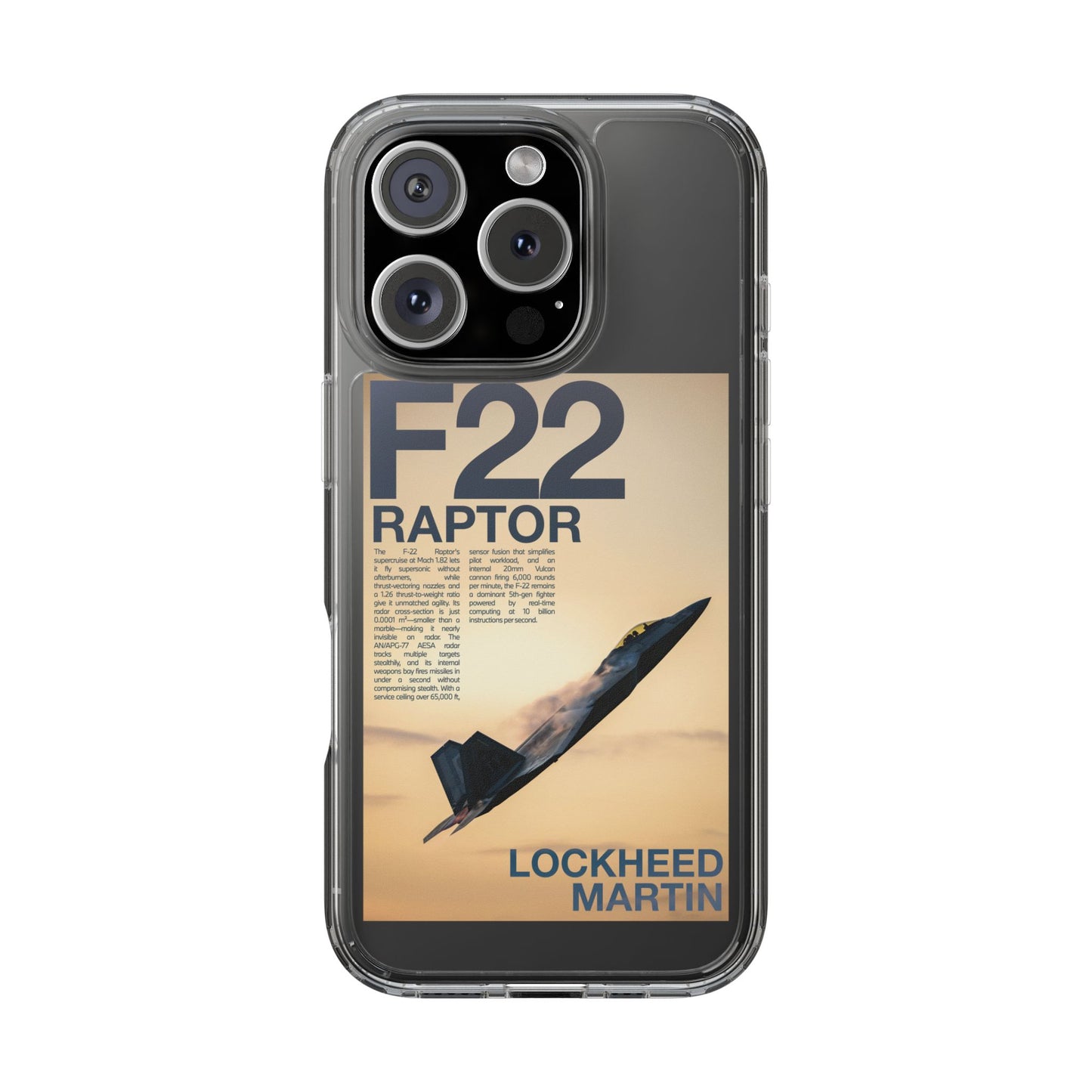 F22 Raptor Clear Phone Case, Military Aviation Accessory, Unique Gift for Airplane Enthusiasts, Customizable iPhone Cover, Durable [...]