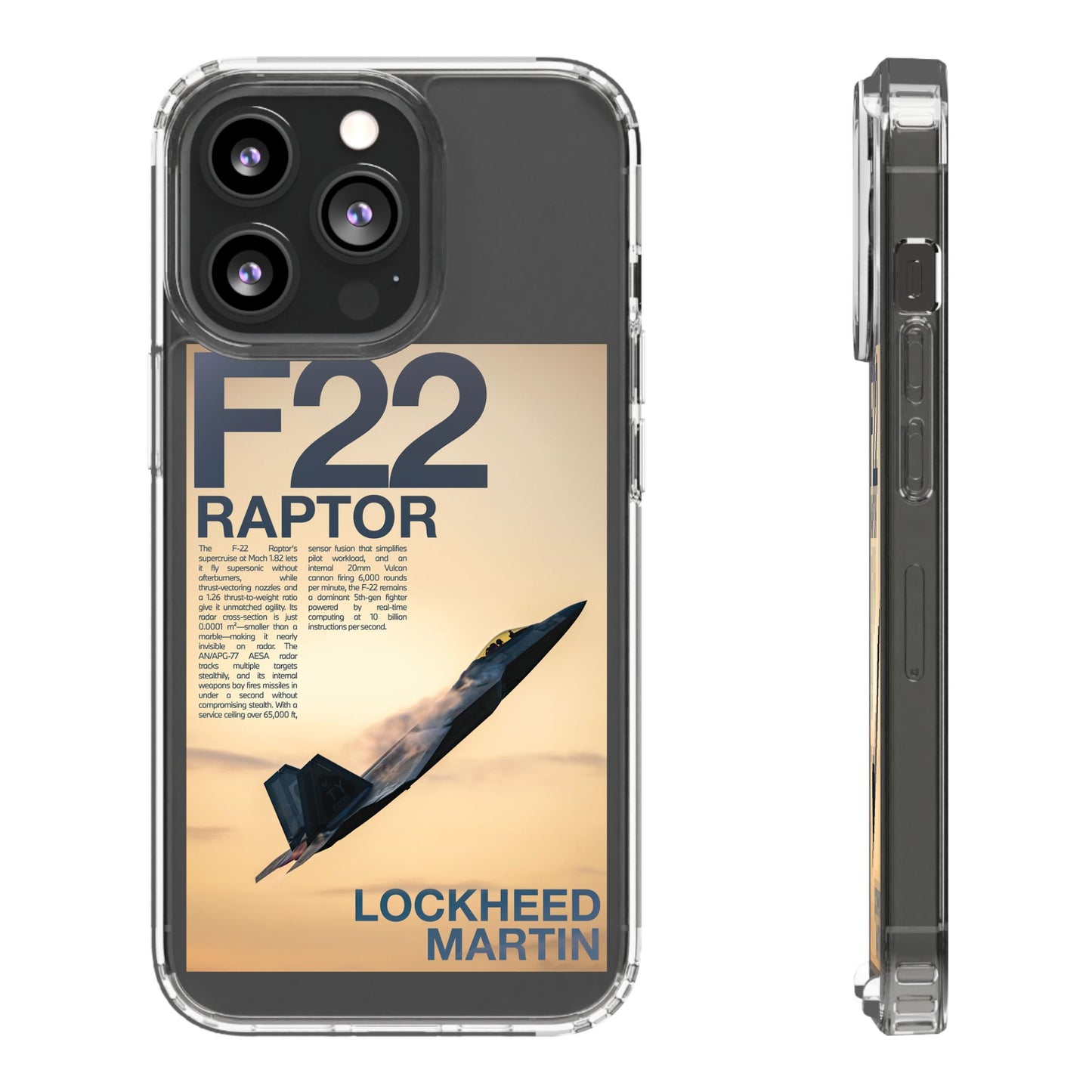 F22 Raptor Clear Phone Case, Military Aviation Accessory, Unique Gift for Airplane Enthusiasts, Customizable iPhone Cover, Durable [...]