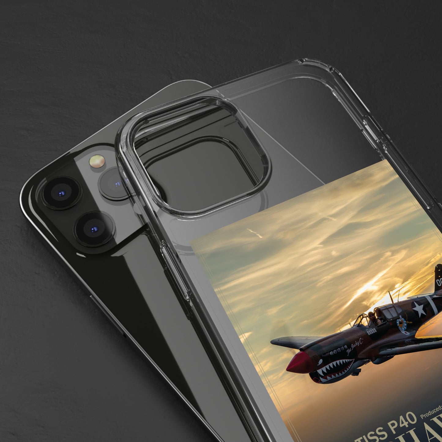 Vintage Warhawk Phone Case, Clear Cases, Military Aviation, Gifts for Him, Unique Phone Accessories