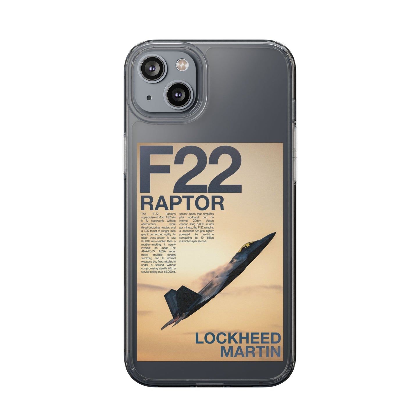 F22 Raptor Clear Phone Case, Military Aviation Accessory, Unique Gift for Airplane Enthusiasts, Customizable iPhone Cover, Durable [...]