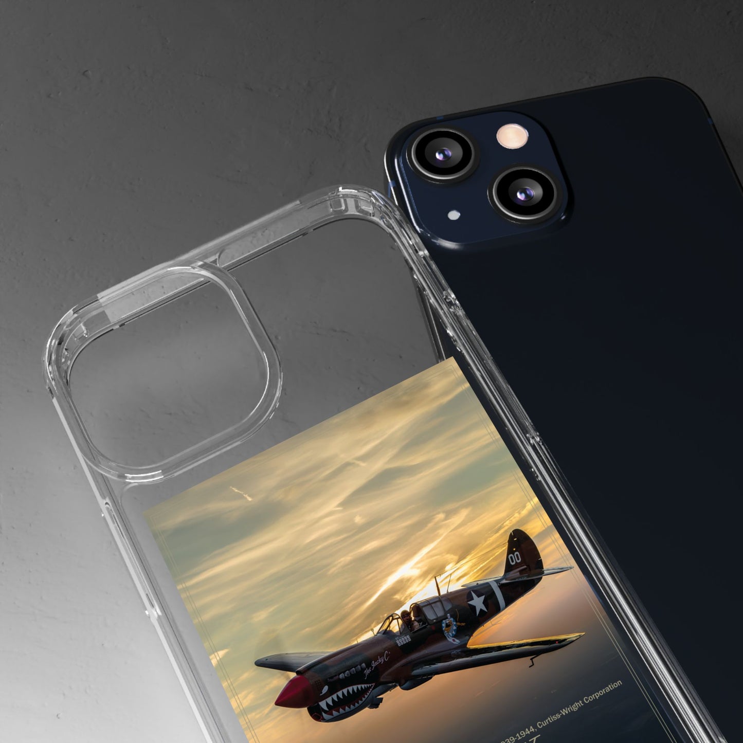 Vintage Warhawk Phone Case, Clear Cases, Military Aviation, Gifts for Him, Unique Phone Accessories