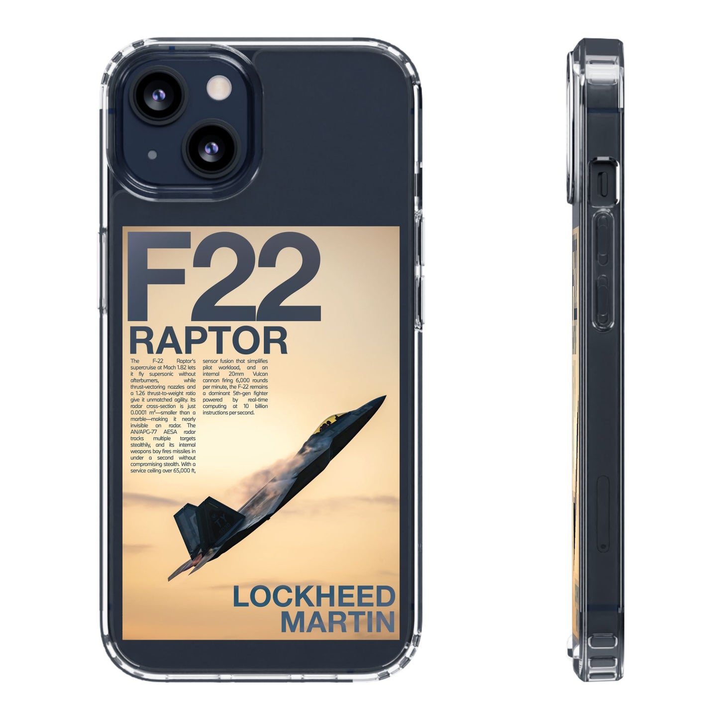 F22 Raptor Clear Phone Case, Military Aviation Accessory, Unique Gift for Airplane Enthusiasts, Customizable iPhone Cover, Durable [...]