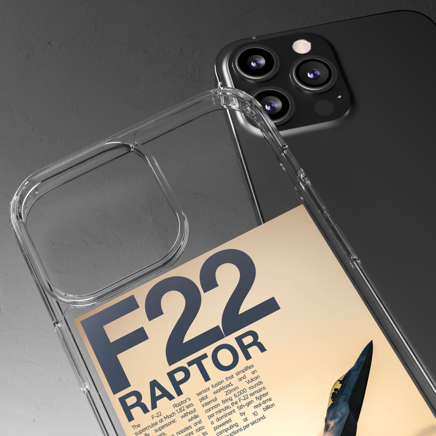 F22 Raptor Clear Phone Case, Military Aviation Accessory, Unique Gift for Airplane Enthusiasts, Customizable iPhone Cover, Durable [...]