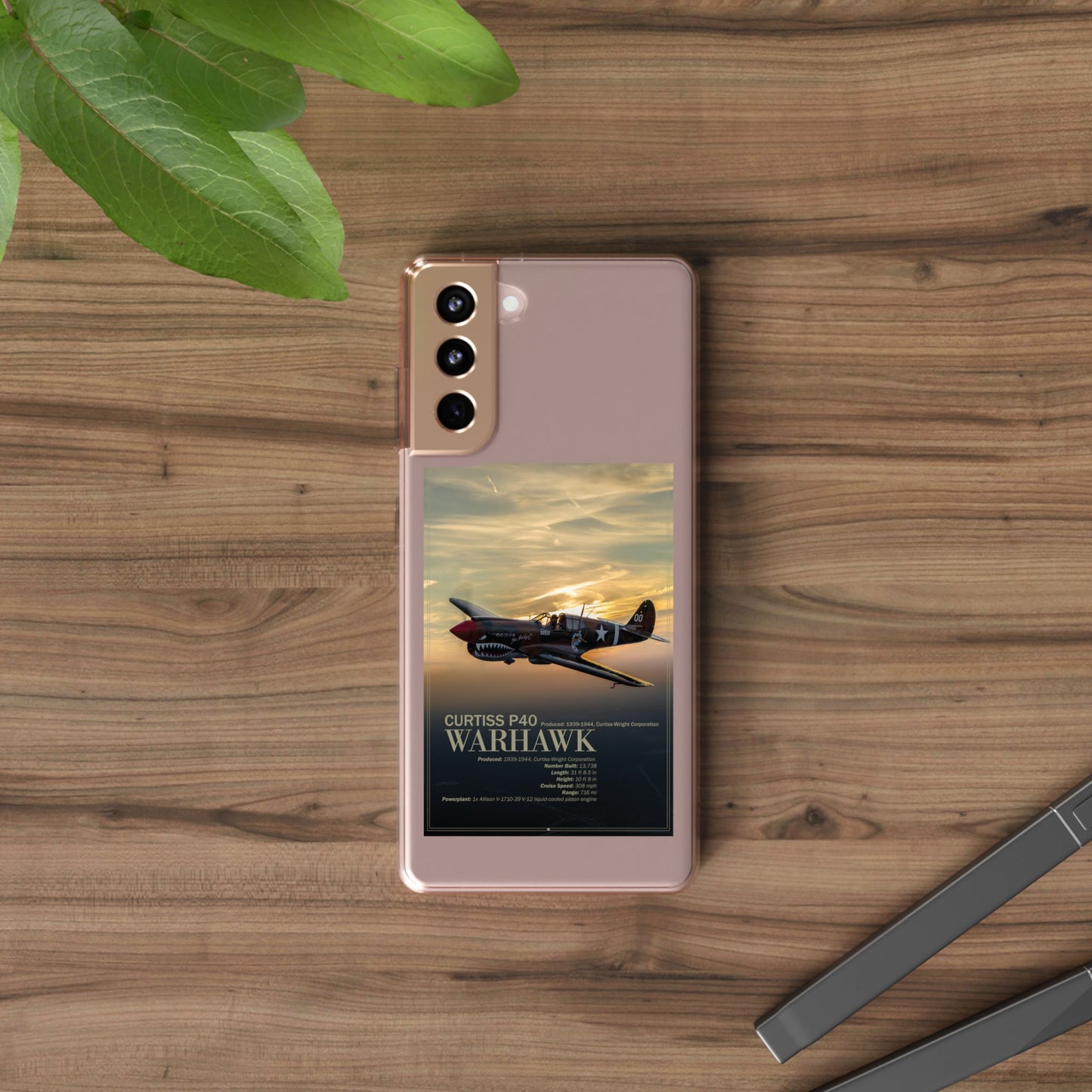 Vintage Warhawk Phone Case, Clear Cases, Military Aviation, Gifts for Him, Unique Phone Accessories