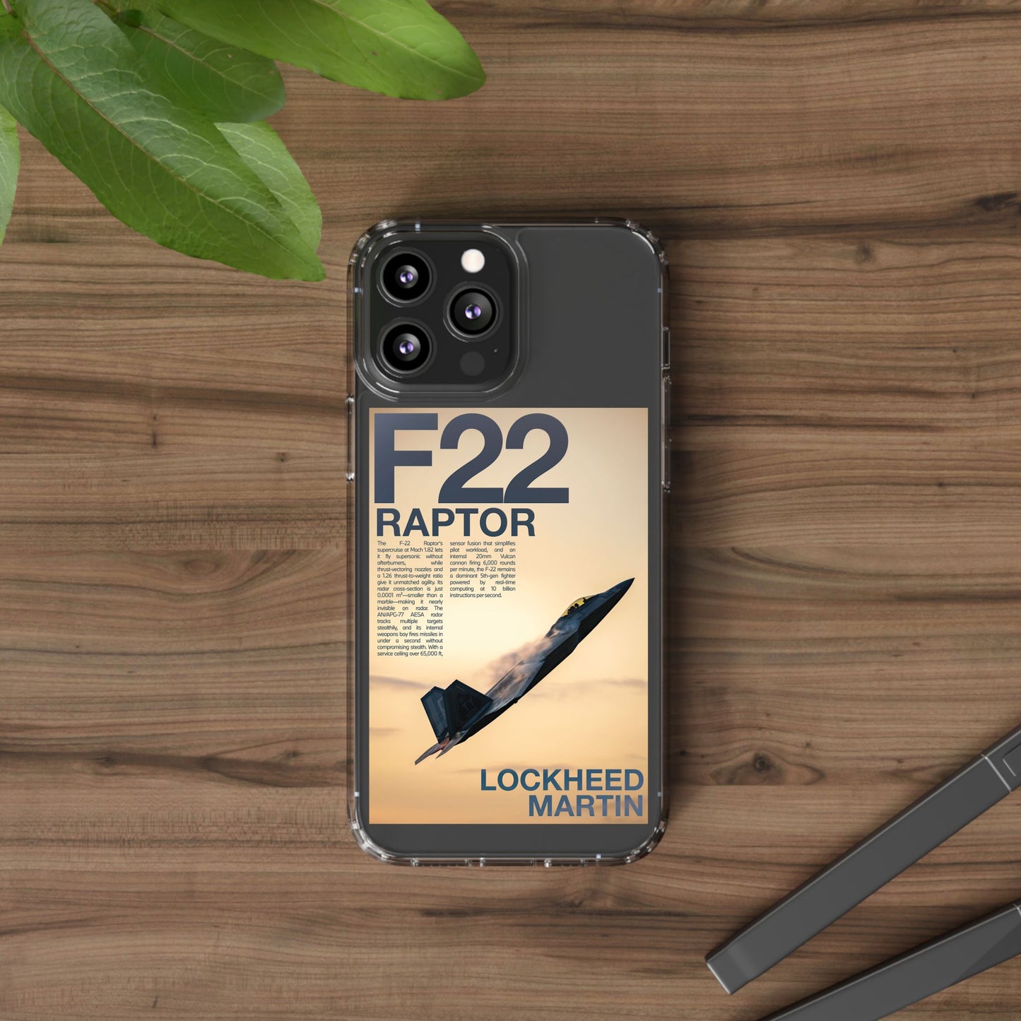 F22 Raptor Clear Phone Case, Military Aviation Accessory, Unique Gift for Airplane Enthusiasts, Customizable iPhone Cover, Durable [...]