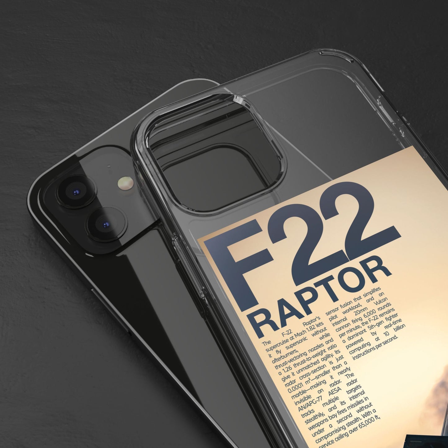 F22 Raptor Clear Phone Case, Military Aviation Accessory, Unique Gift for Airplane Enthusiasts, Customizable iPhone Cover, Durable [...]