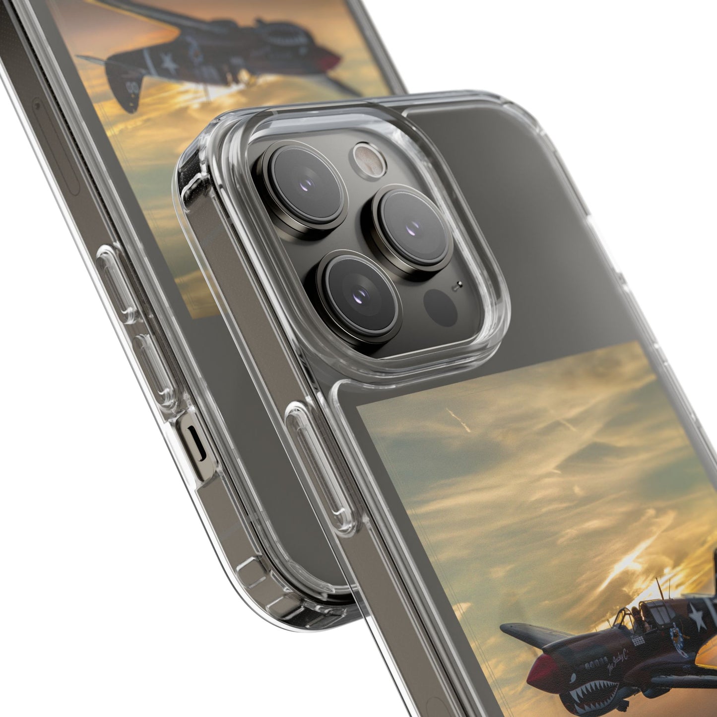 Vintage Warhawk Phone Case, Clear Cases, Military Aviation, Gifts for Him, Unique Phone Accessories