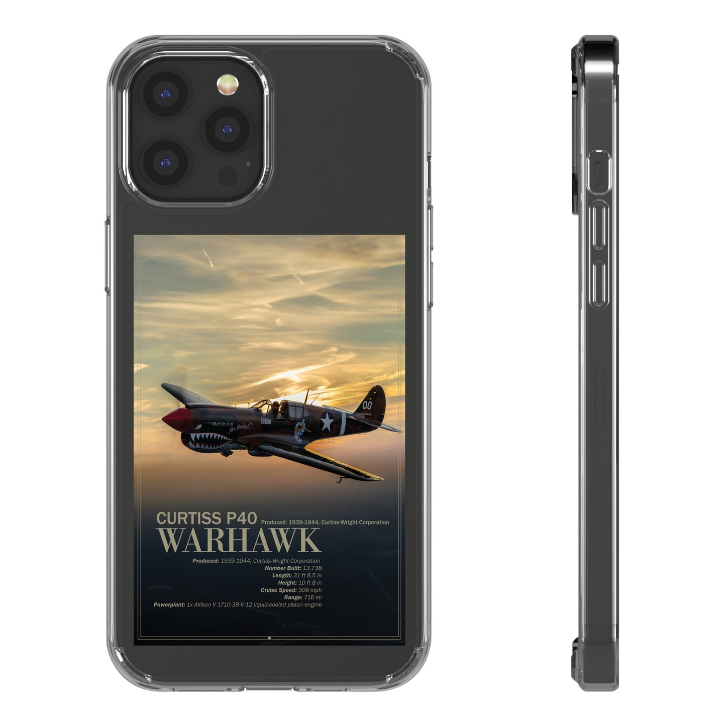 Vintage Warhawk Phone Case, Clear Cases, Military Aviation, Gifts for Him, Unique Phone Accessories
