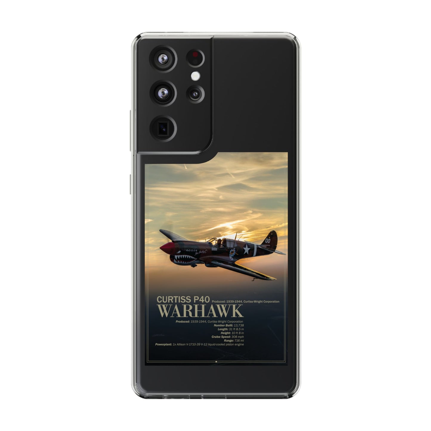 Vintage Warhawk Phone Case, Clear Cases, Military Aviation, Gifts for Him, Unique Phone Accessories