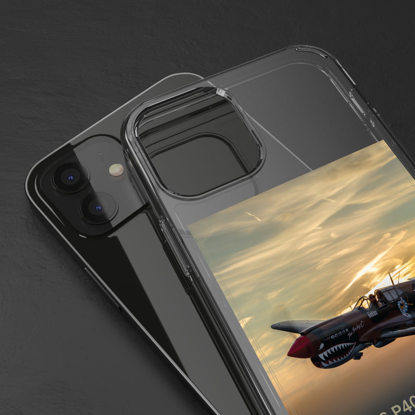 Vintage Warhawk Phone Case, Clear Cases, Military Aviation, Gifts for Him, Unique Phone Accessories