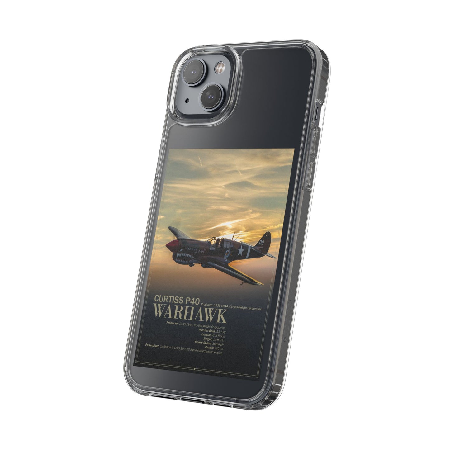 Vintage Warhawk Phone Case, Clear Cases, Military Aviation, Gifts for Him, Unique Phone Accessories