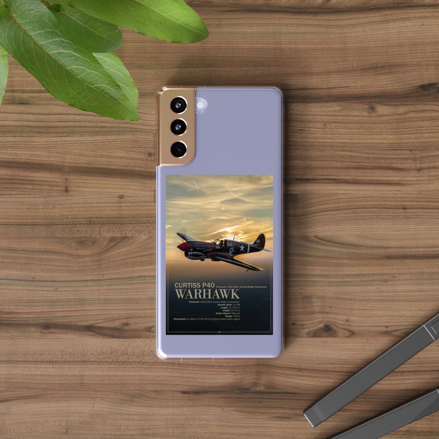 Vintage Warhawk Phone Case, Clear Cases, Military Aviation, Gifts for Him, Unique Phone Accessories