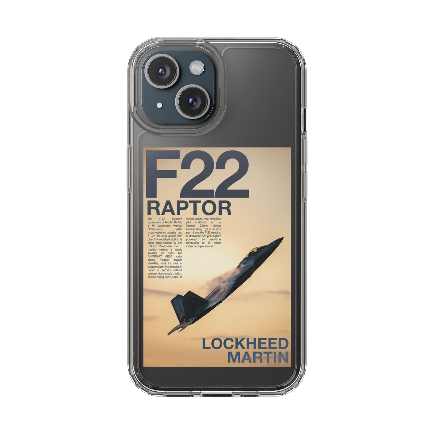 F22 Raptor Clear Phone Case, Military Aviation Accessory, Unique Gift for Airplane Enthusiasts, Customizable iPhone Cover, Durable [...]