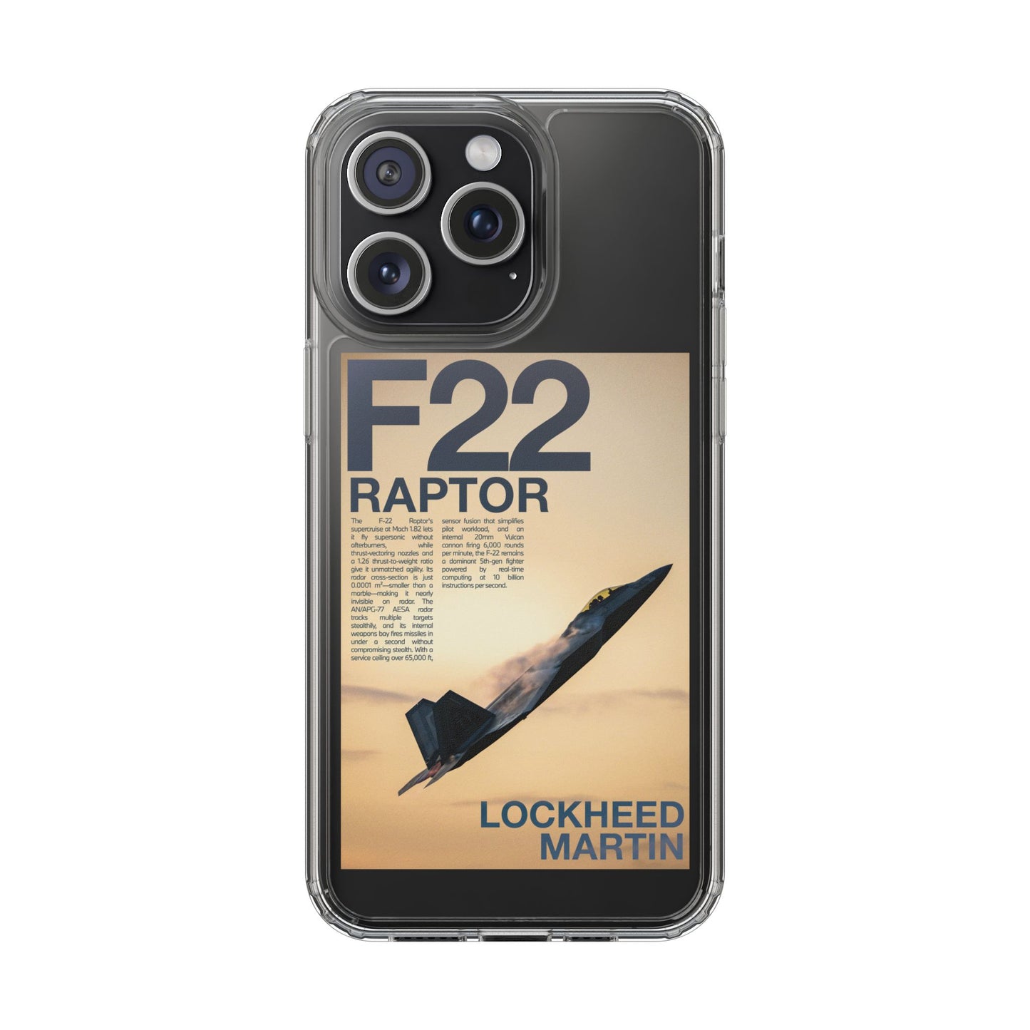 F22 Raptor Clear Phone Case, Military Aviation Accessory, Unique Gift for Airplane Enthusiasts, Customizable iPhone Cover, Durable [...]