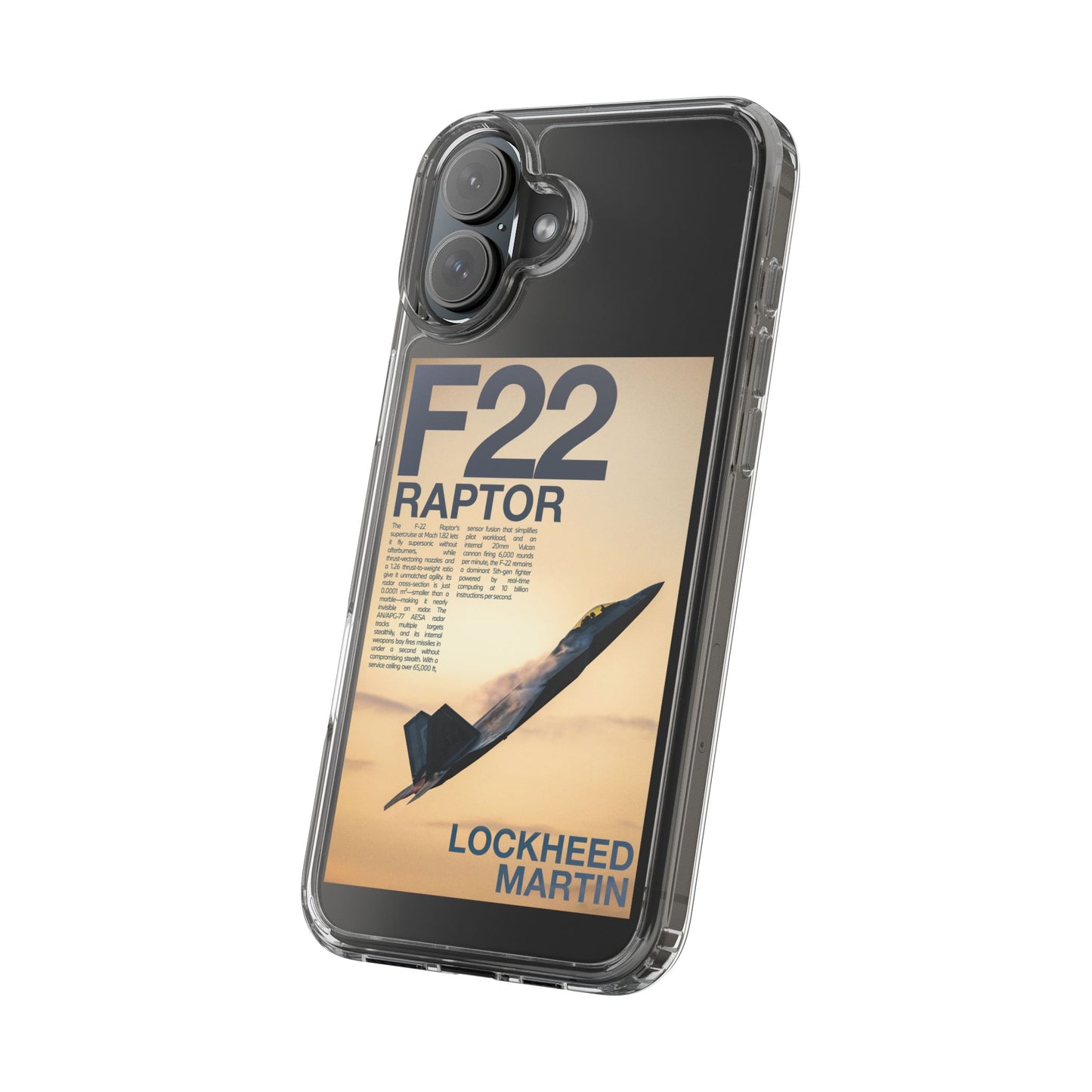 F22 Raptor Clear Phone Case, Military Aviation Accessory, Unique Gift for Airplane Enthusiasts, Customizable iPhone Cover, Durable [...]