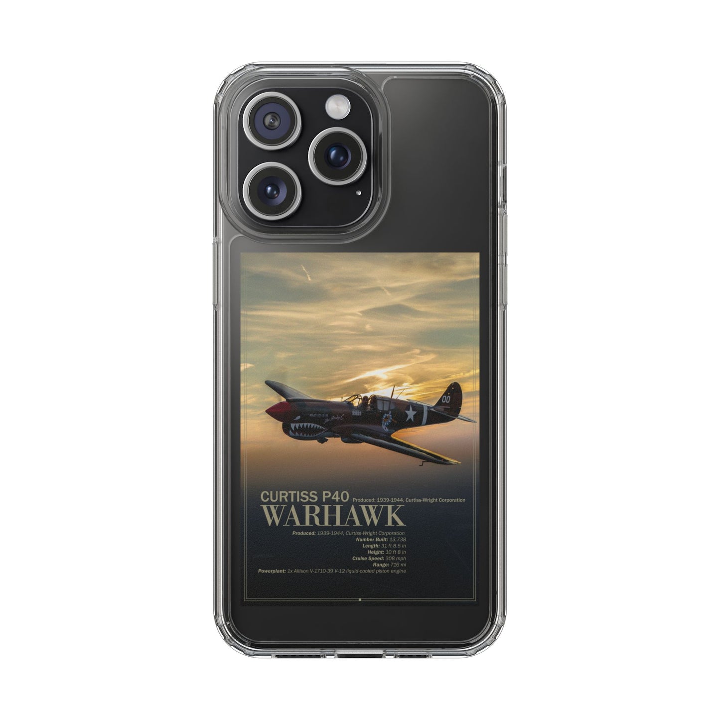 Vintage Warhawk Phone Case, Clear Cases, Military Aviation, Gifts for Him, Unique Phone Accessories